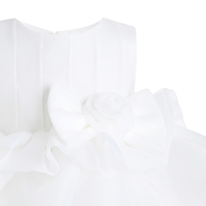 White Altheira Bow Ruffle Dress