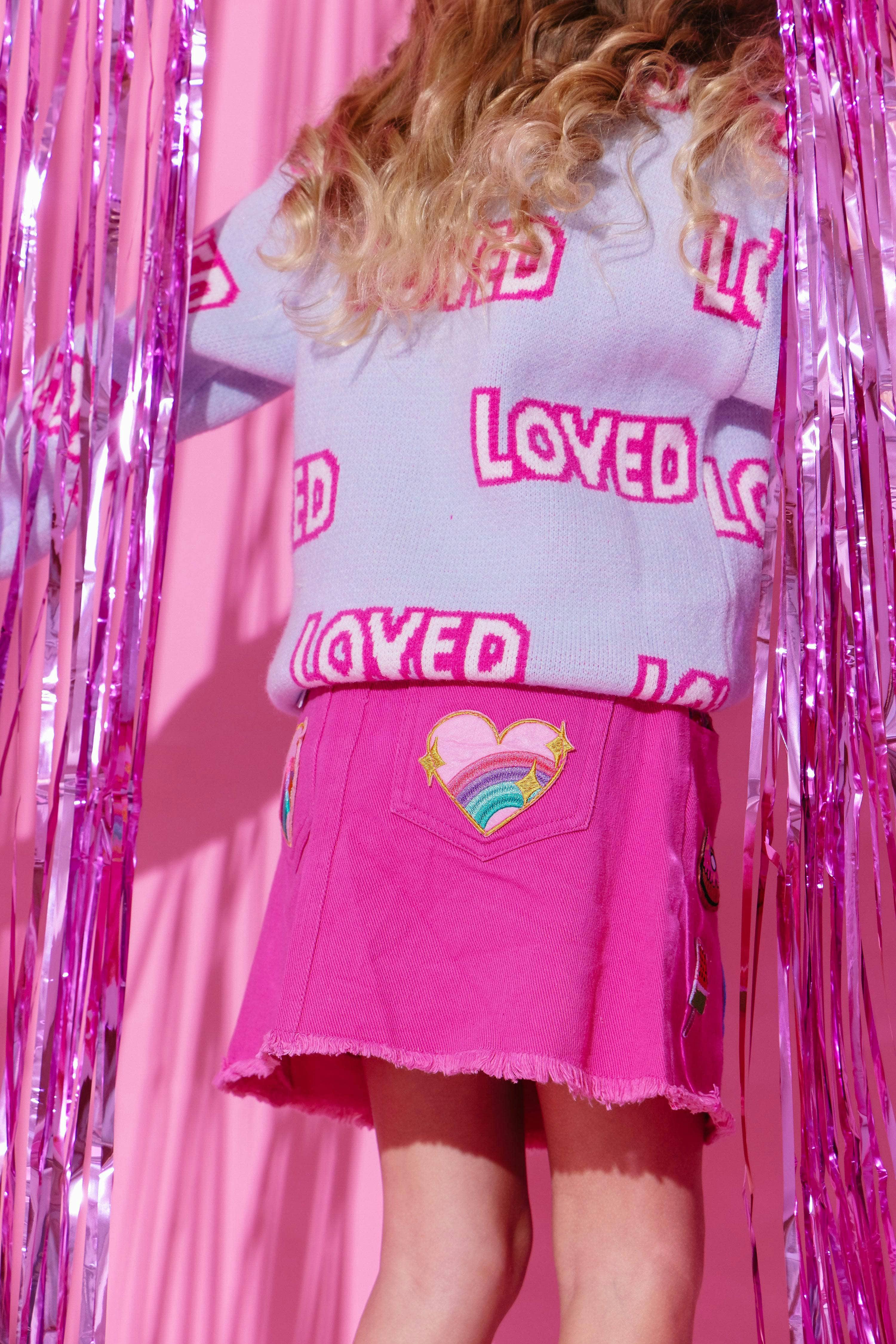 All About Patch Hot Pink Denim Skirt