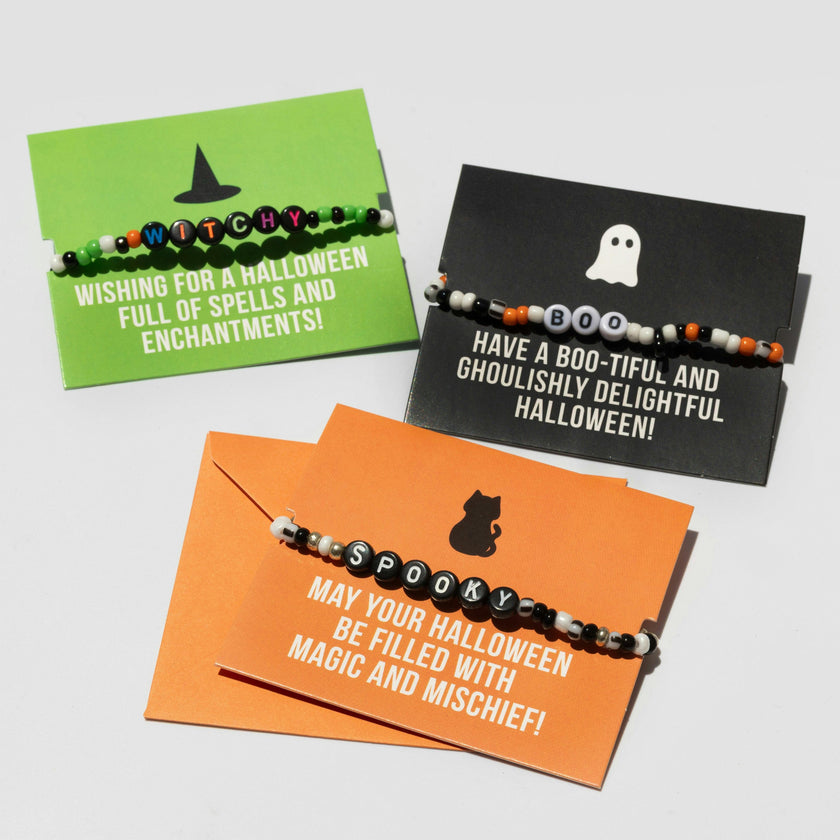 JMBM Halloween Stretch Word Bracelet Exchange Cards Boo-Basket Stuffers