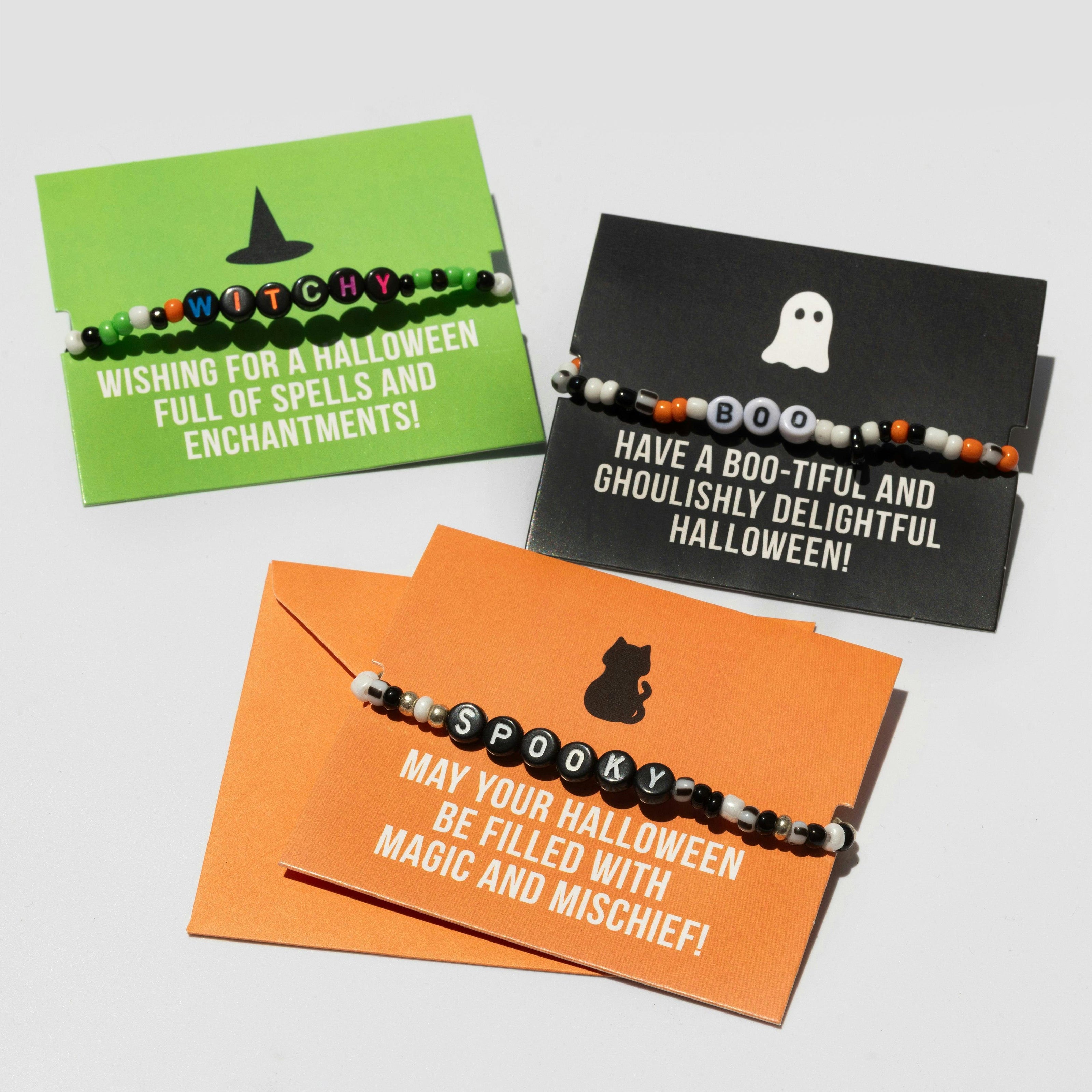 JMBM Halloween Stretch Word Bracelet Exchange Cards Boo-Basket Stuffers