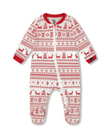 Organic Cotton Baby One-Piece Pajamas Red And White Fairisle