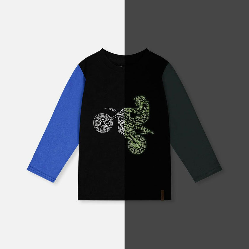 Long Sleeve T-Shirt Black, Blue And Green