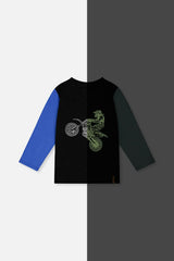 Long Sleeve T-Shirt Black, Blue And Green