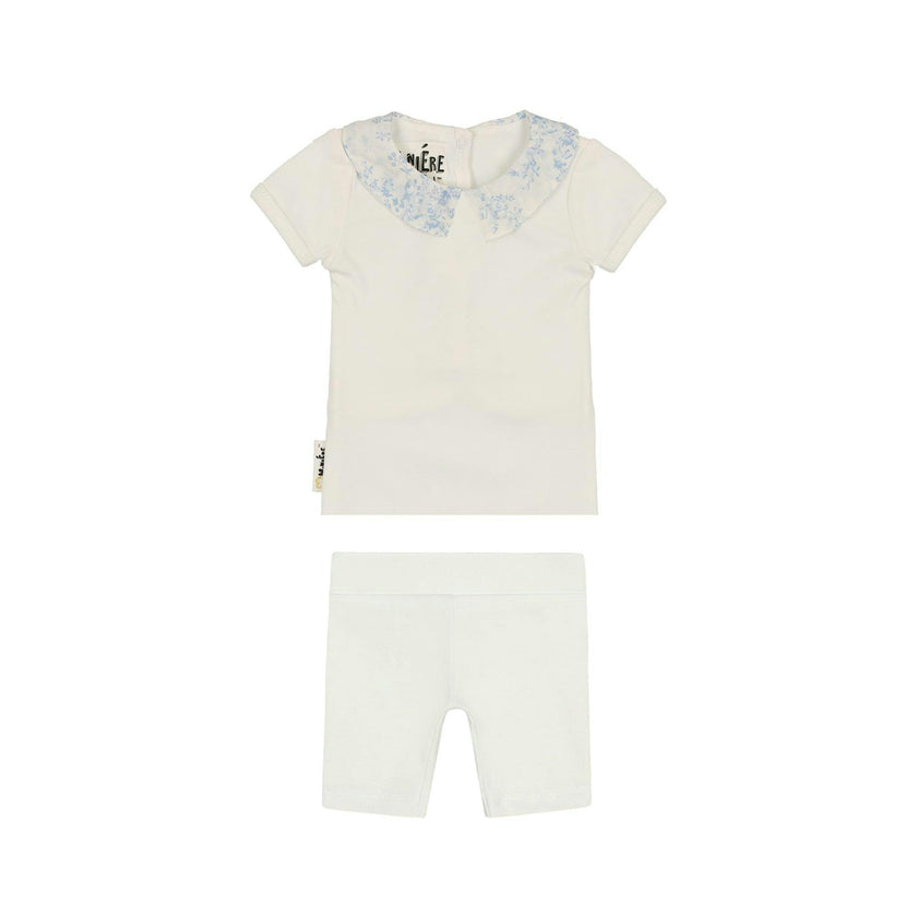 Floral Collar 2-Piece Top & Short Set