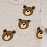 Teddy Face Print Pocket Onesie