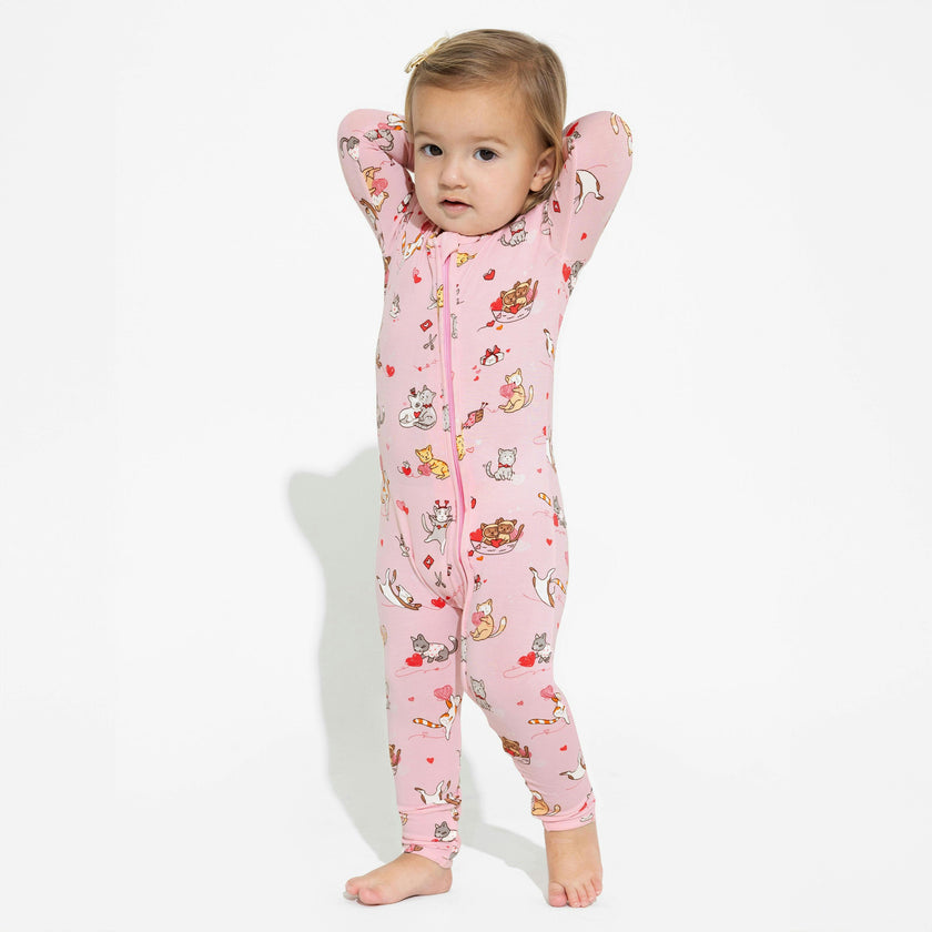 Valentines Kittens Bamboo Convertible Footie