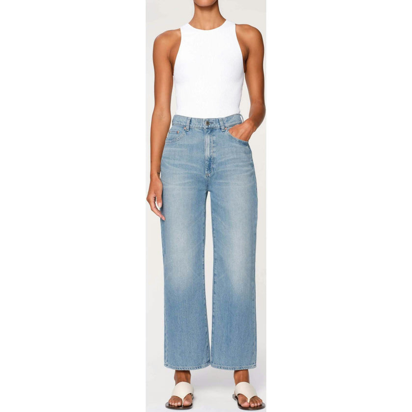 Hepburn Wide Leg High Rise Ankle Jeans | River Bank