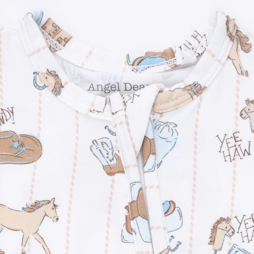 Cowboy Nursery -  2 Way Zipper Footie, Bandana Bib, & Swaddle Blanket Set