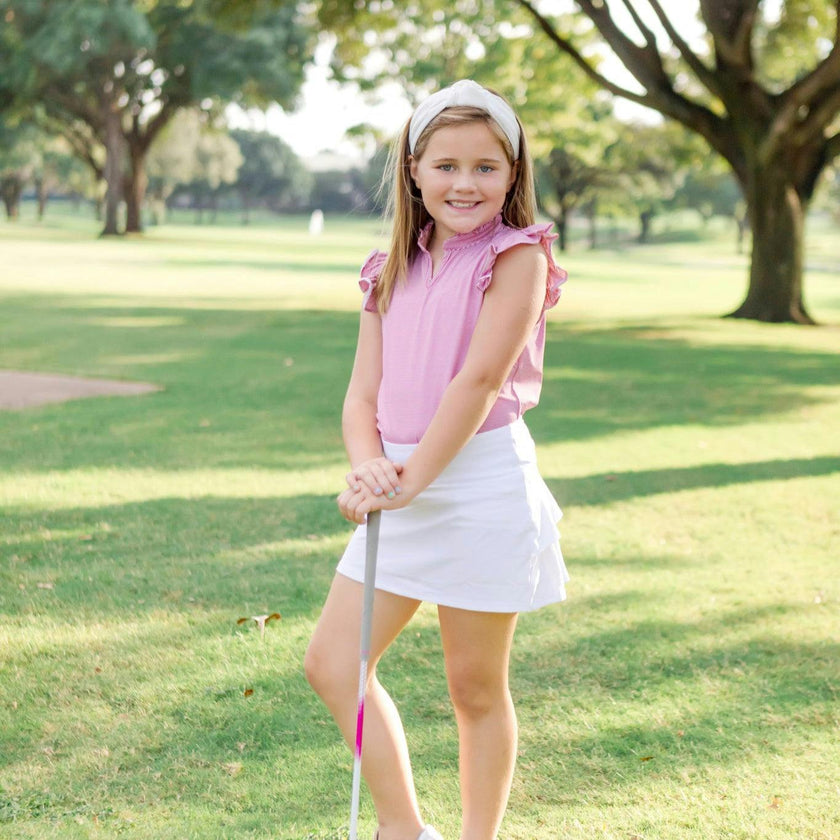 Ellie Girls' Sleeveless Performance Top by LH Sport Red Stripes (Past Season)