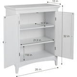 Glancy Free Standing Floor Storage Cabinet with Louvered Doors Adjustable Shelves