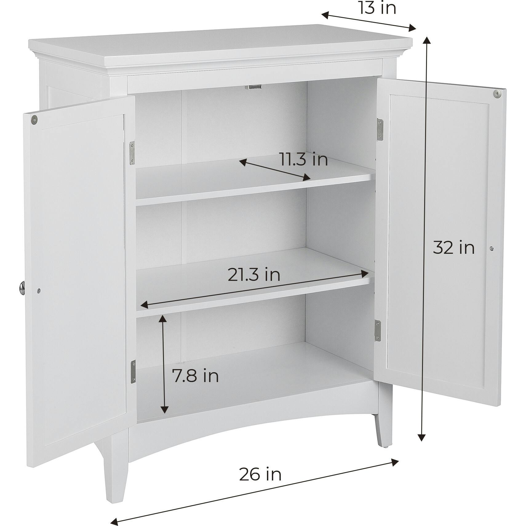 Glancy Free Standing Floor Storage Cabinet with Louvered Doors Adjustable Shelves