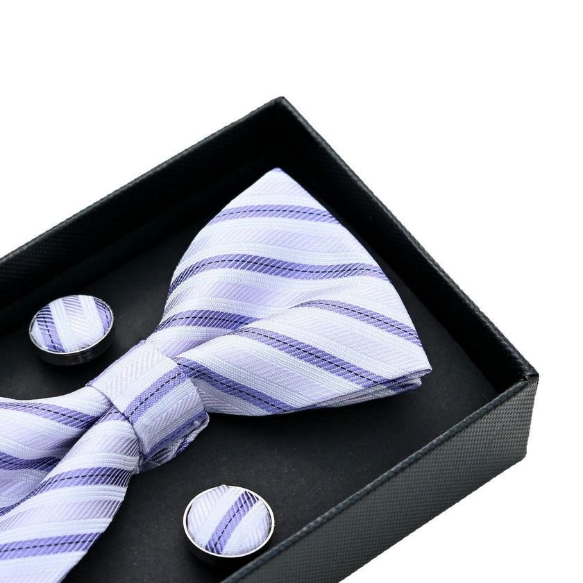Purple Striped Bowtie Set