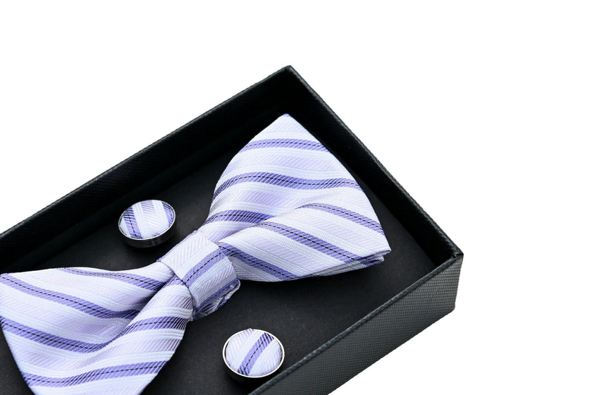 Purple Striped Bowtie Set