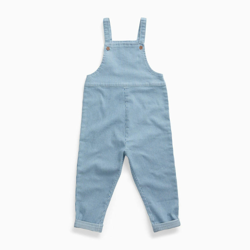 Striped Soft Denim Overalls