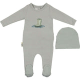 Rain Boot Print Footie and Beanie Set