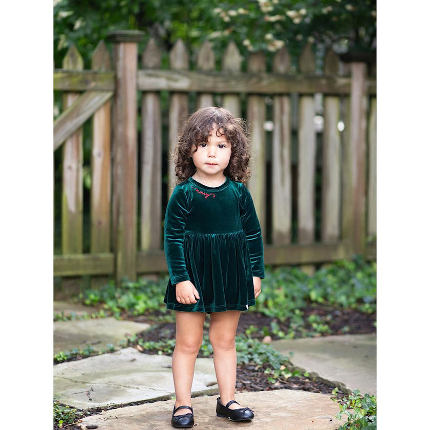 Holiday Velvet Embroidered Snap Closure Bubble Romper