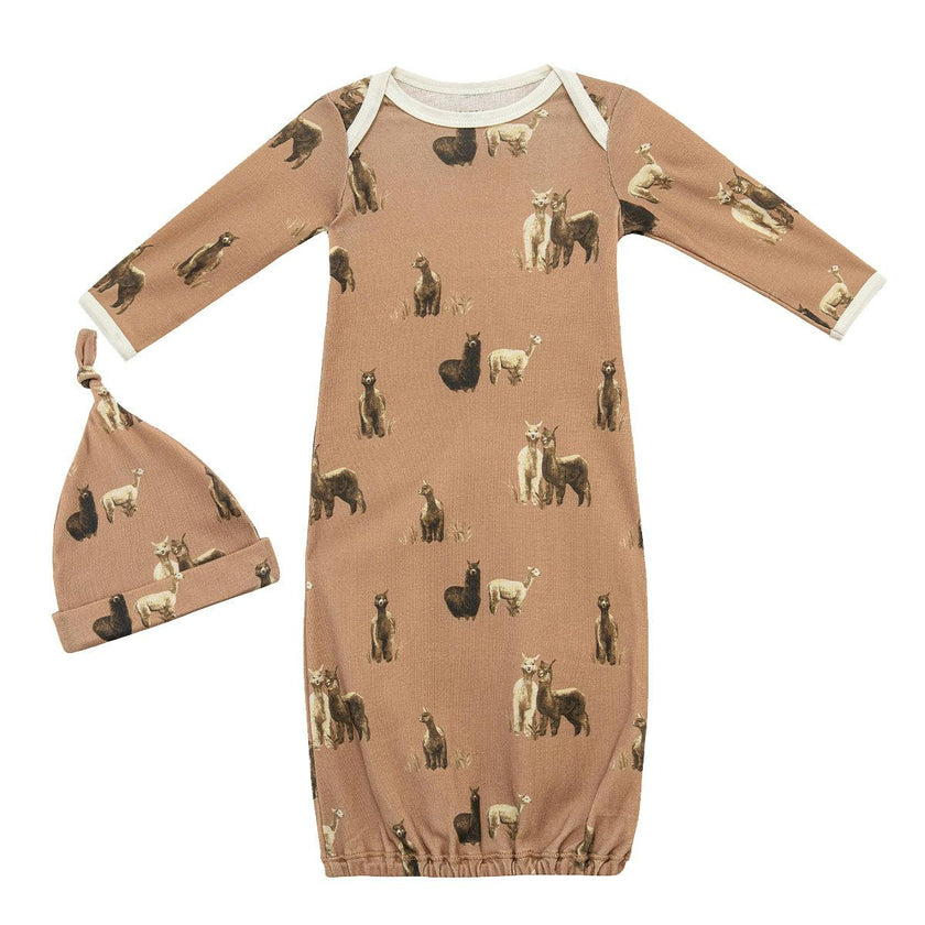 Organic Cotton Newborn Gown & Hat Set