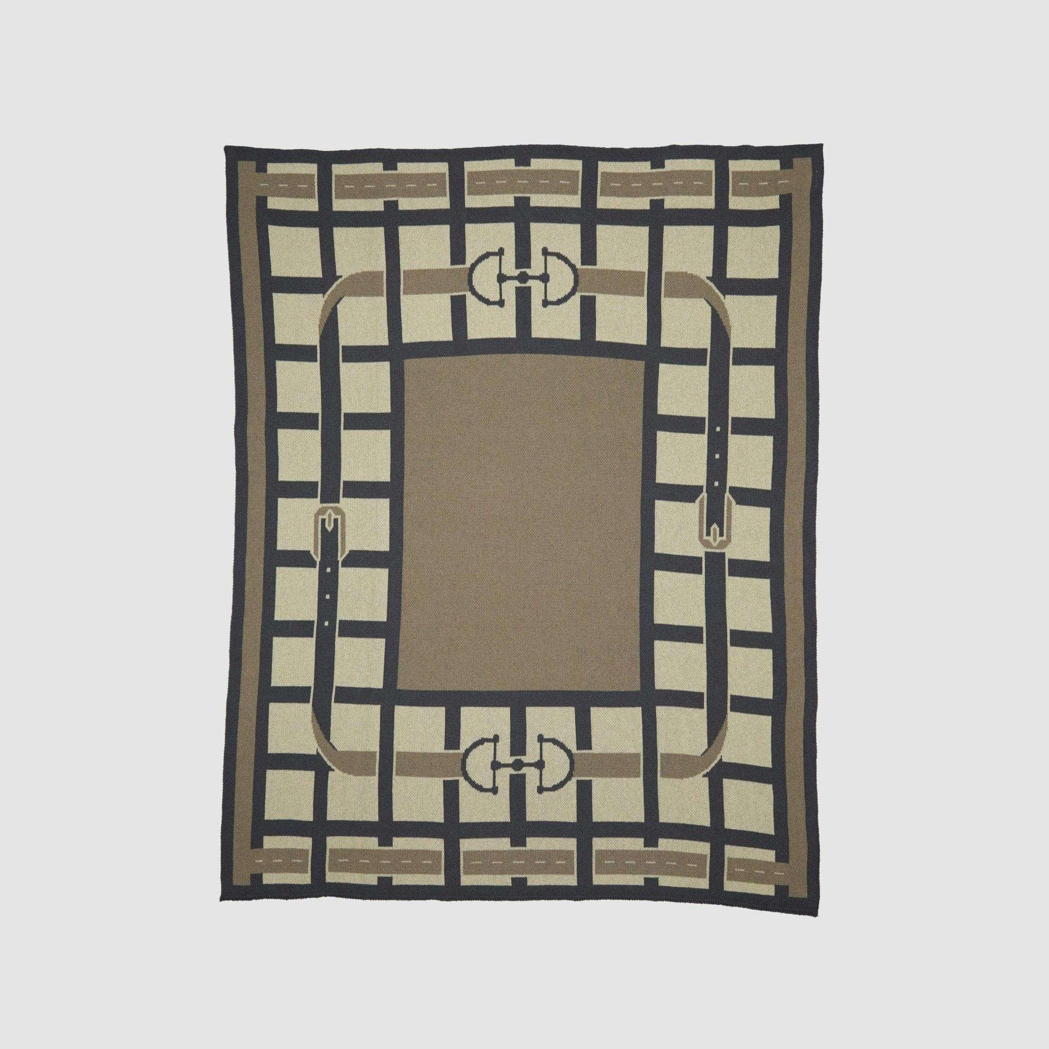 Cotton Sustainable Knit Throw Blanket - Equestrian Lattice