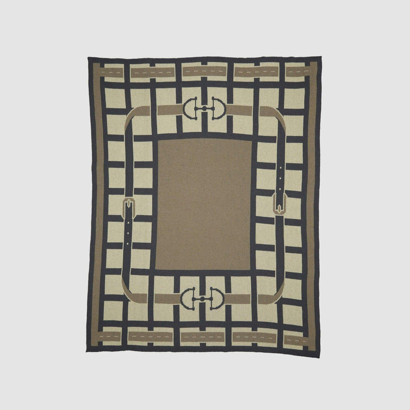 Cotton Sustainable Knit Throw Blanket - Equestrian Lattice