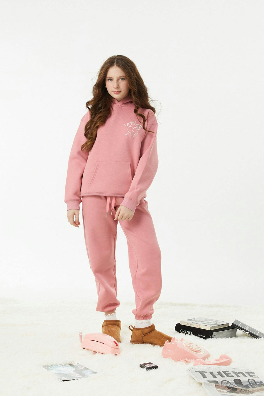 Lea Rose Pink French Terry Oversized Hoodie - Low Key