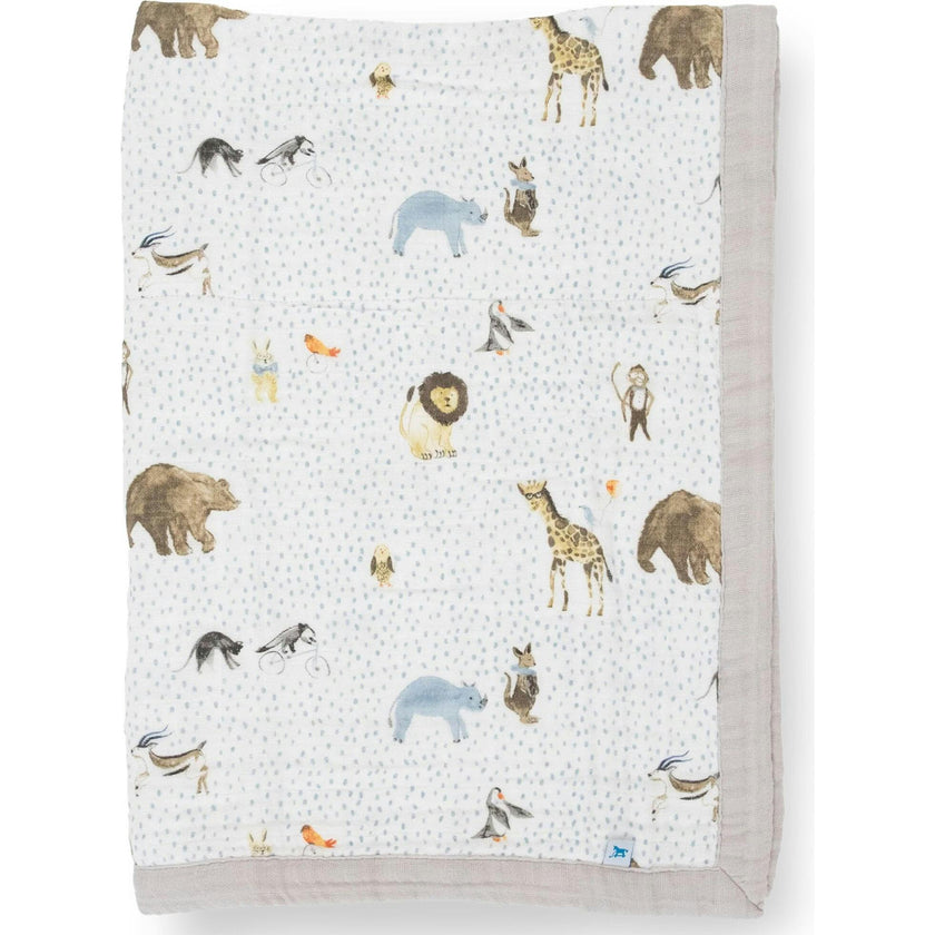 Cotton Muslin Baby Quilt - Party Animals