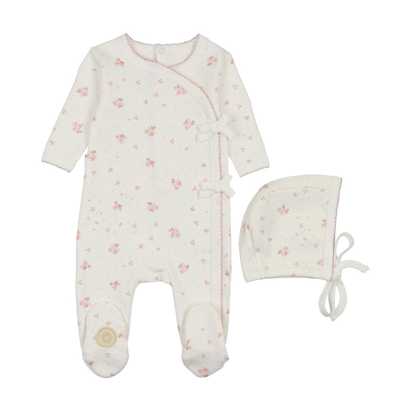 Scattered Blossoms Footie & Hat Set Barely Pink