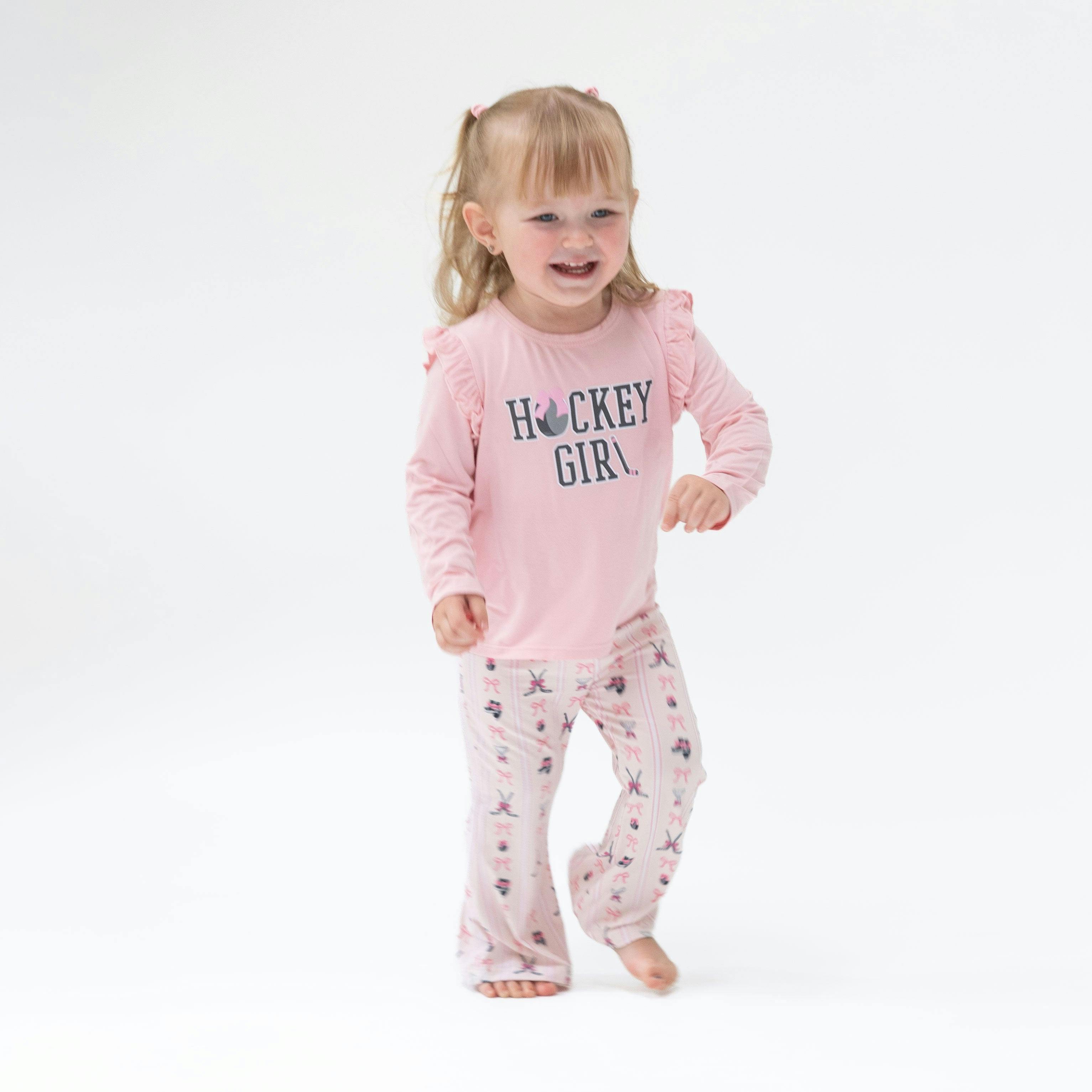 Megan's Bowtiful Hockey Stripe - Ruffle Tee and Baby Bells