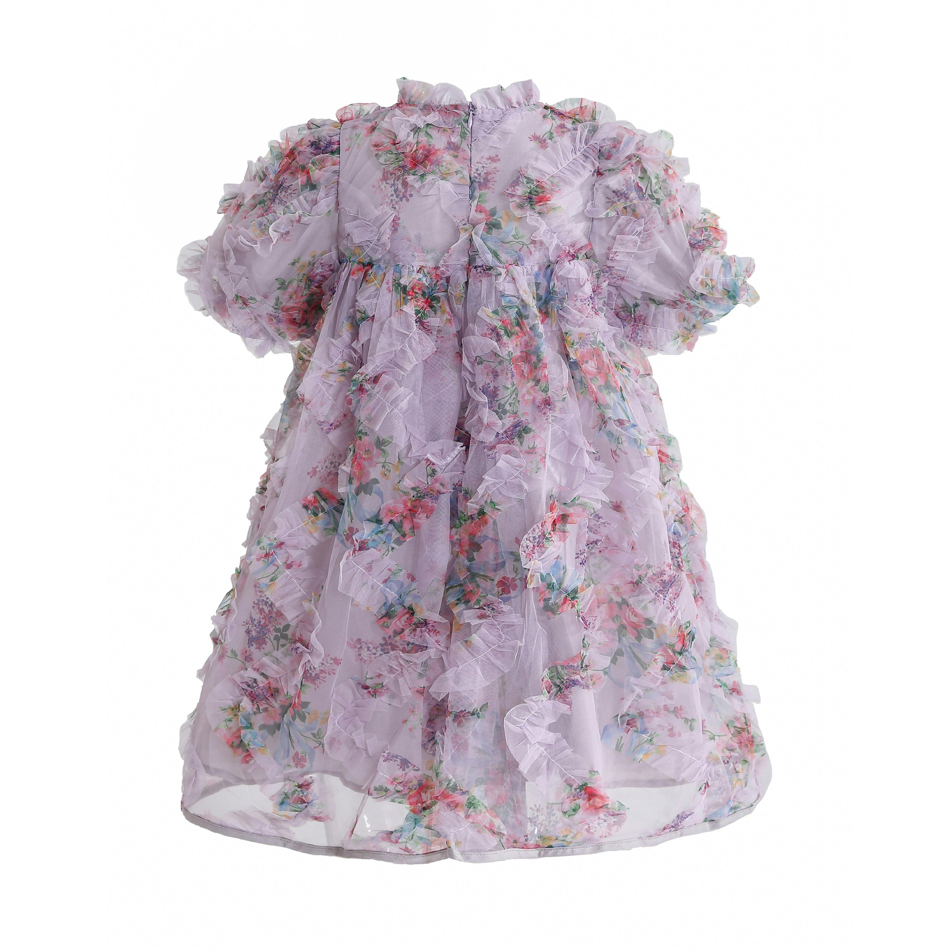 Lavender Garden Ruffle Occasion Dress