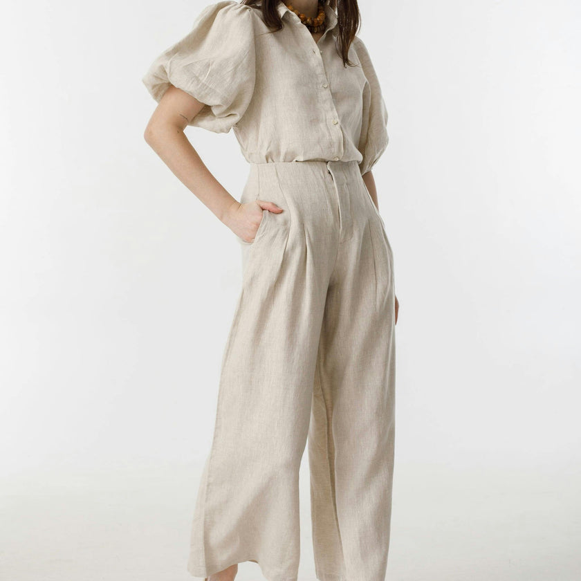 Culotte Linen Pants - Natural