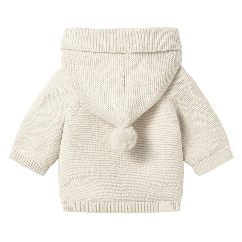 Cream Knitted Hooded Jacket