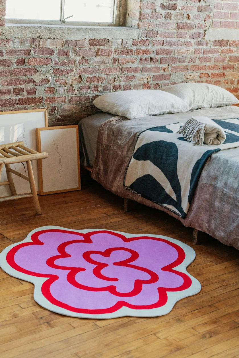 Funky Flower Shaped Irregular Rug by Shayla Goethe