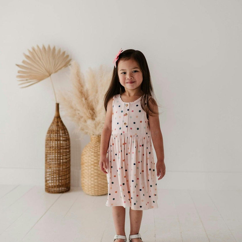 Henley Tank Dress Summer Polka Dots