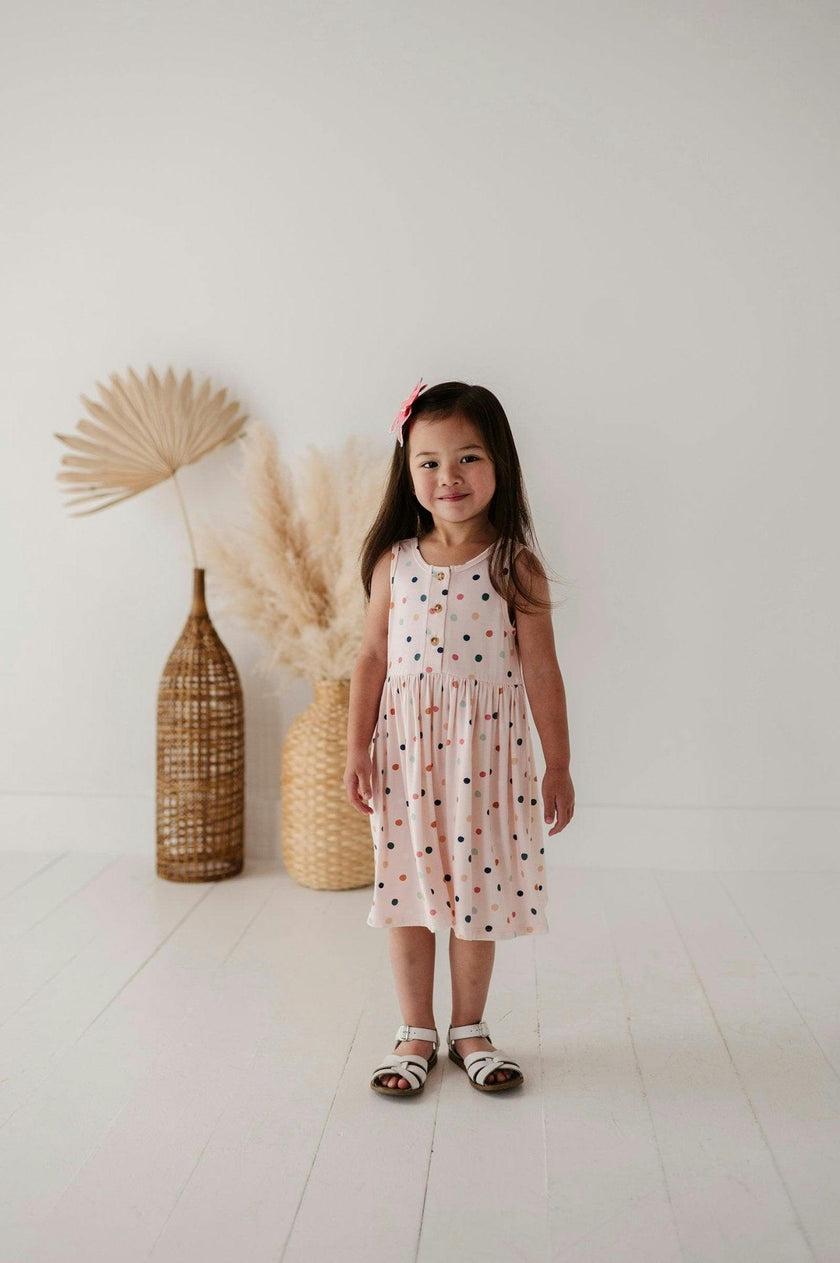 Henley Tank Dress Summer Polka Dots