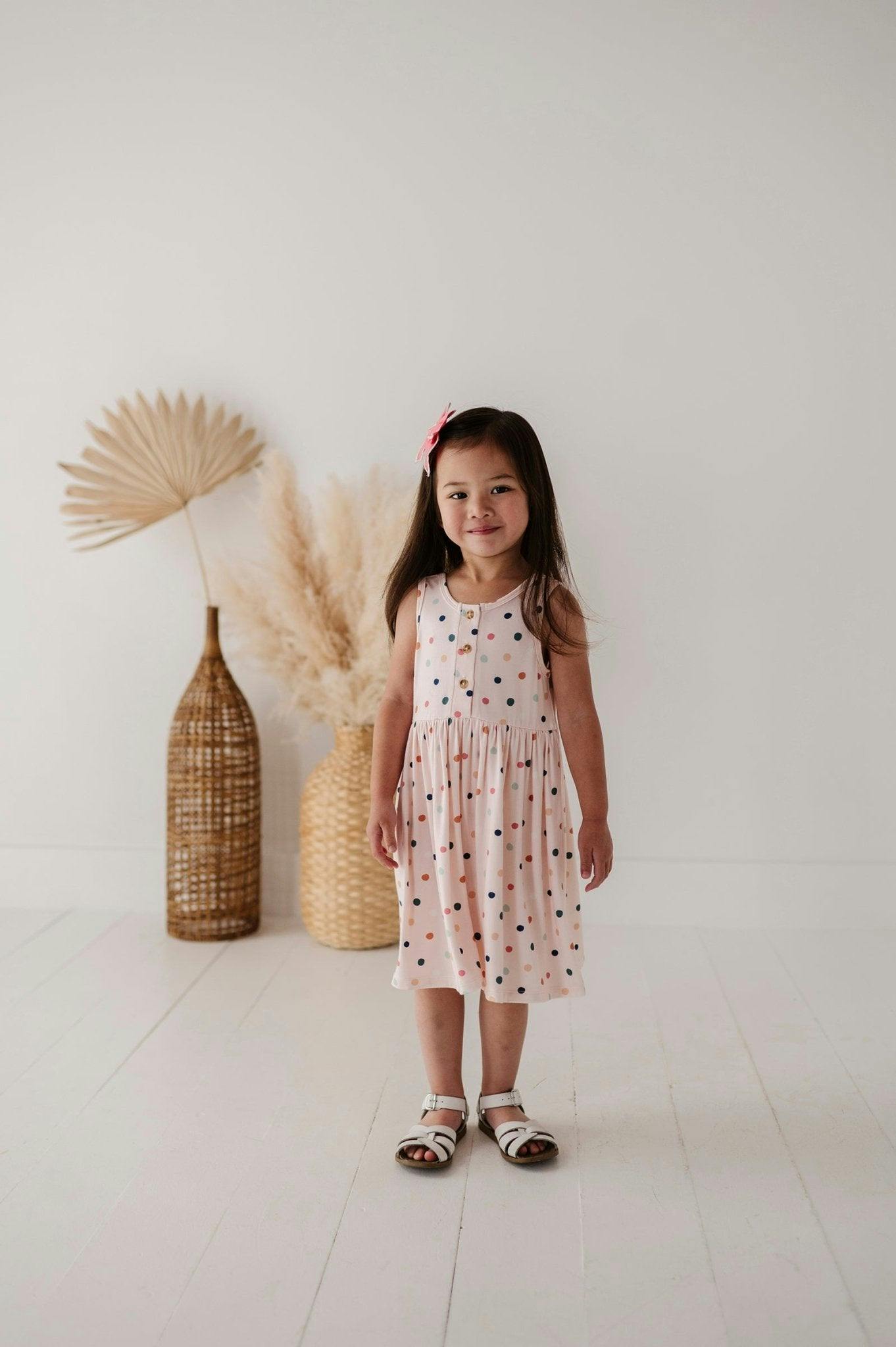 Henley Tank Dress Summer Polka Dots