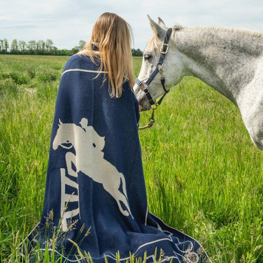 Cotton Sustainable Knit Throw Blanket - Equestrian Jumper