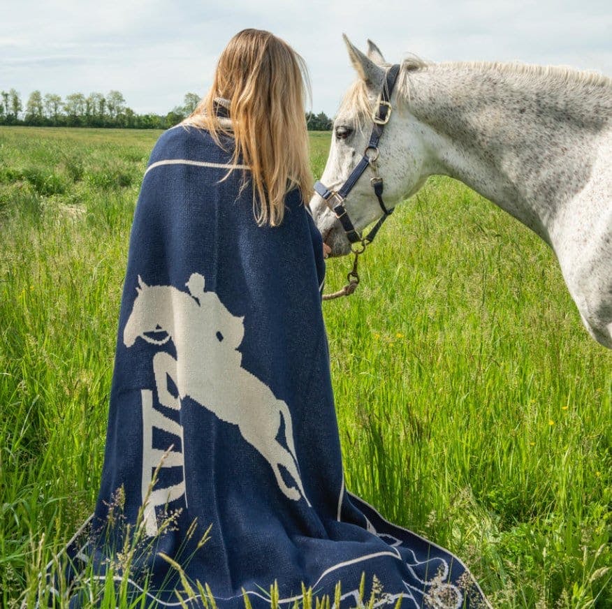 Cotton Sustainable Knit Throw Blanket - Equestrian Jumper