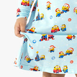 Merry Minions Holiday Bamboo Girls' Long Sleeve Dress