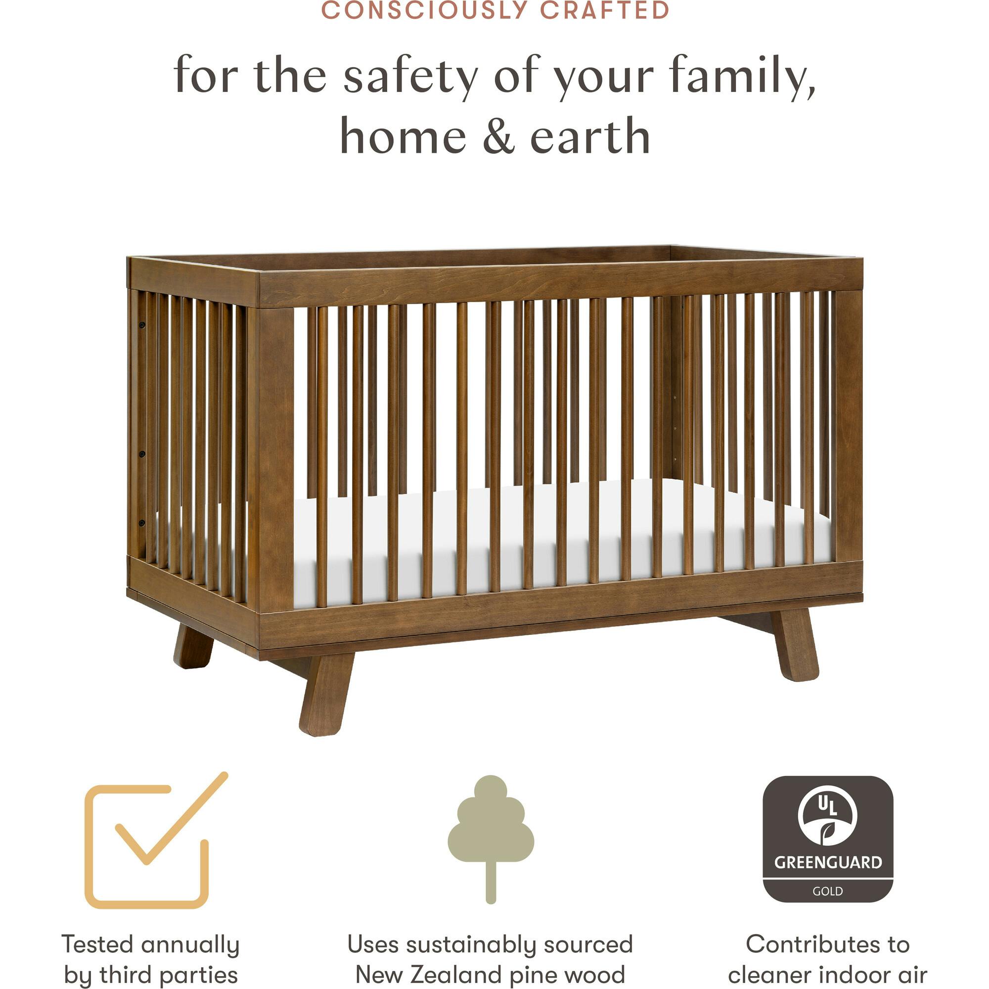 Hudson 3-in-1 Convertible Crib with Toddler Bed Conversion Kit in Natural Walnut