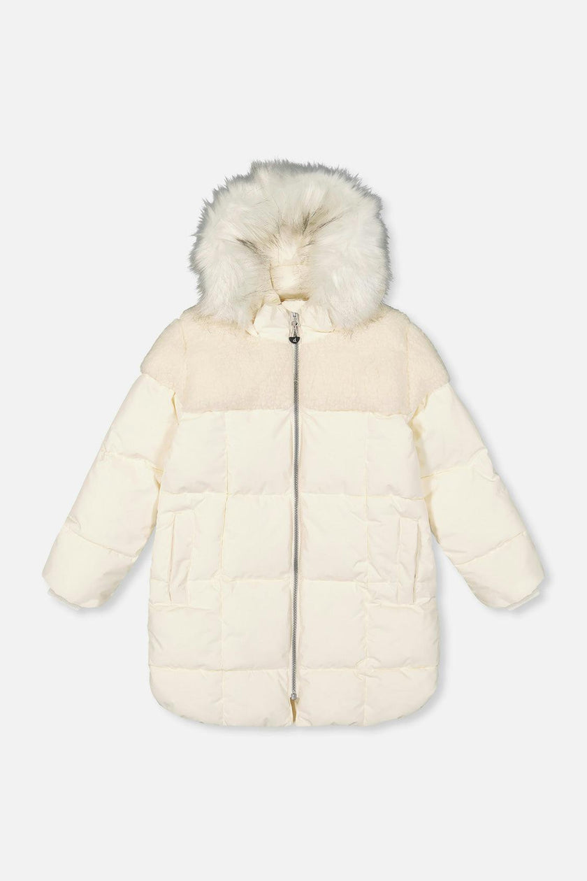 Long Winter Puffer Coat Off-White