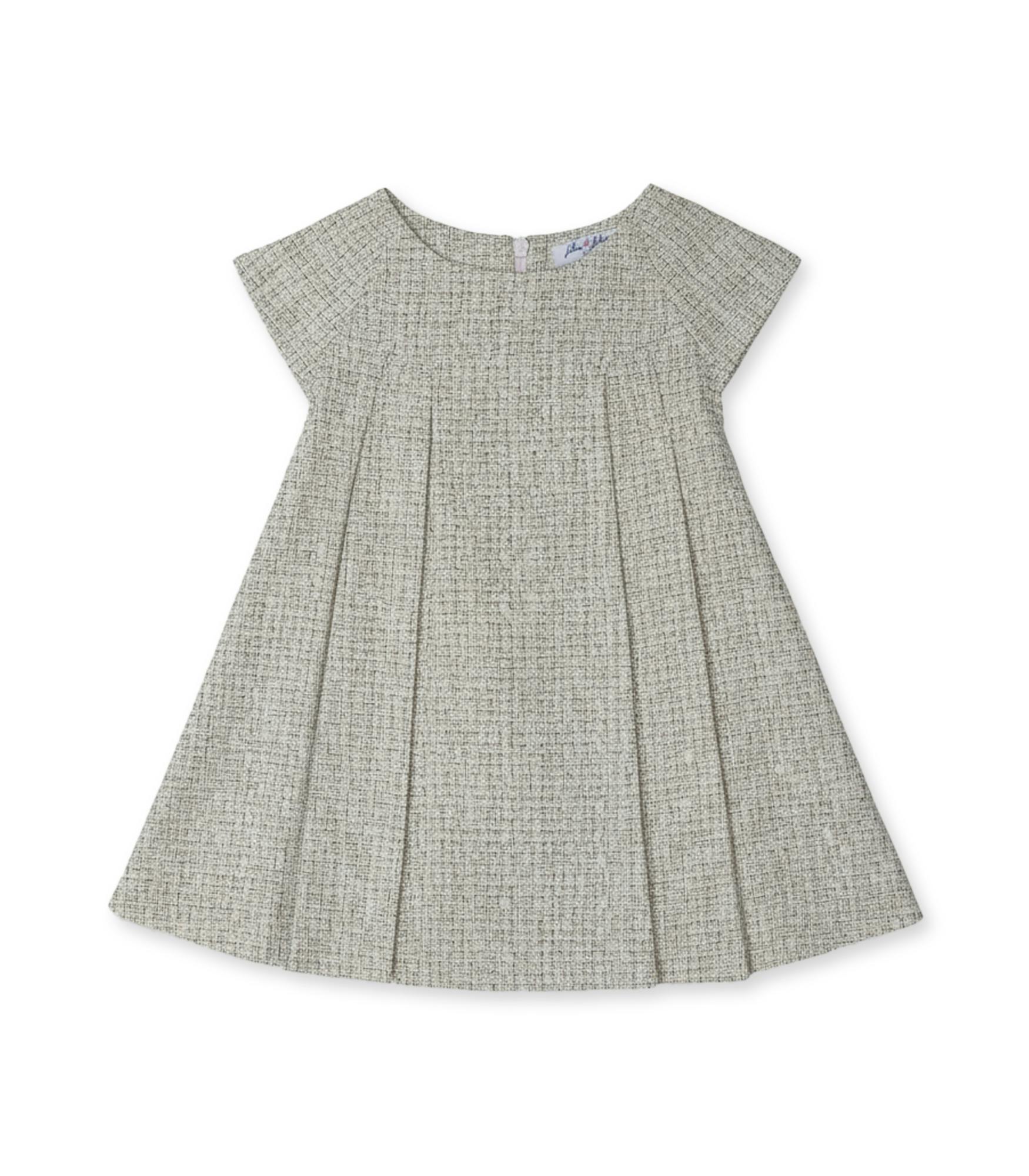 Rose Tweed Baby Dress, Light Beige