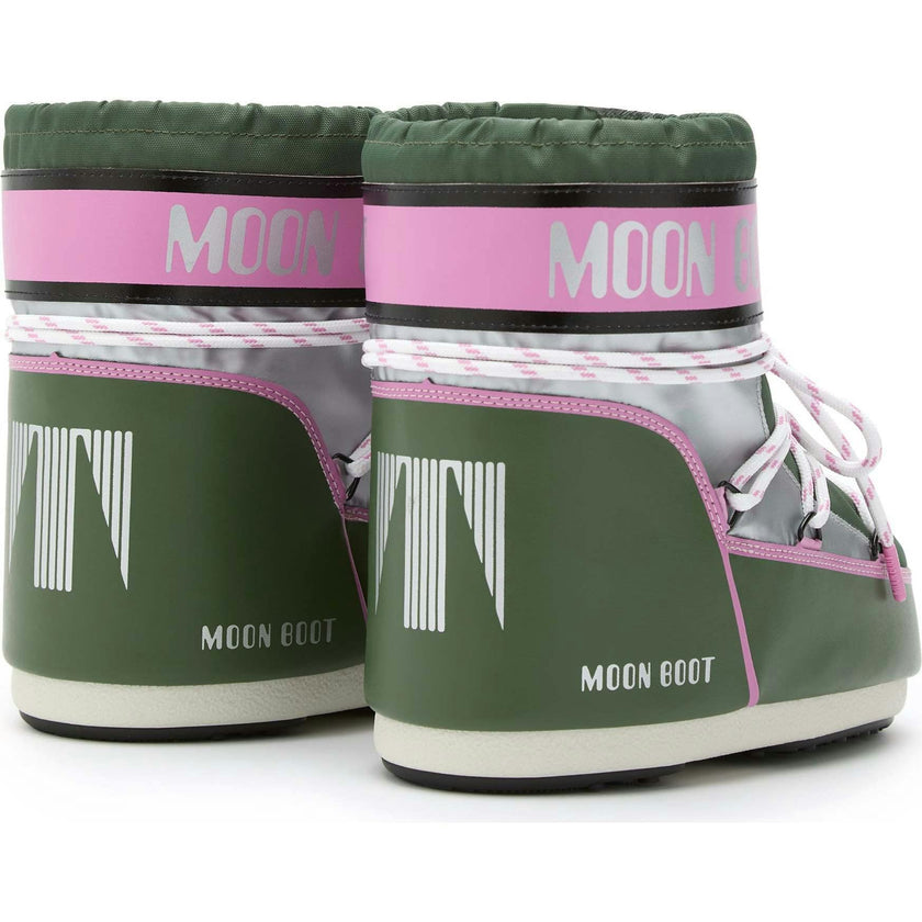 MOON BOOT Icon Low Space Racing  - Forest Green/Silver/Pink