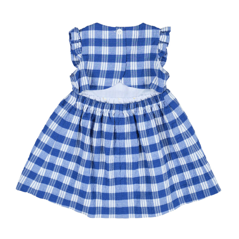 Plaid Seersucker Dress With Flowers