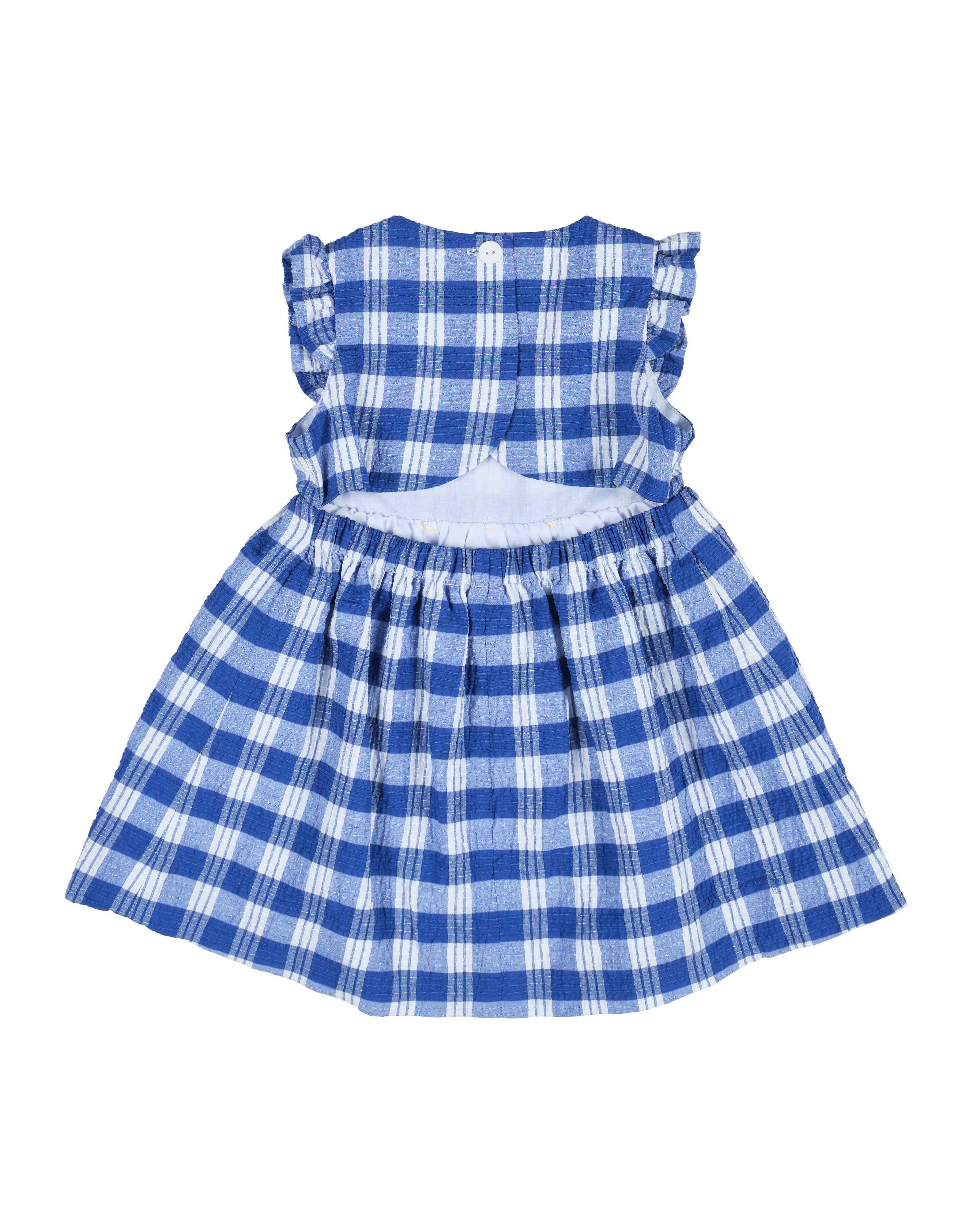 Plaid Seersucker Dress With Flowers