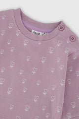 Organic Cotton Pants And Top Set Purple Floral Print