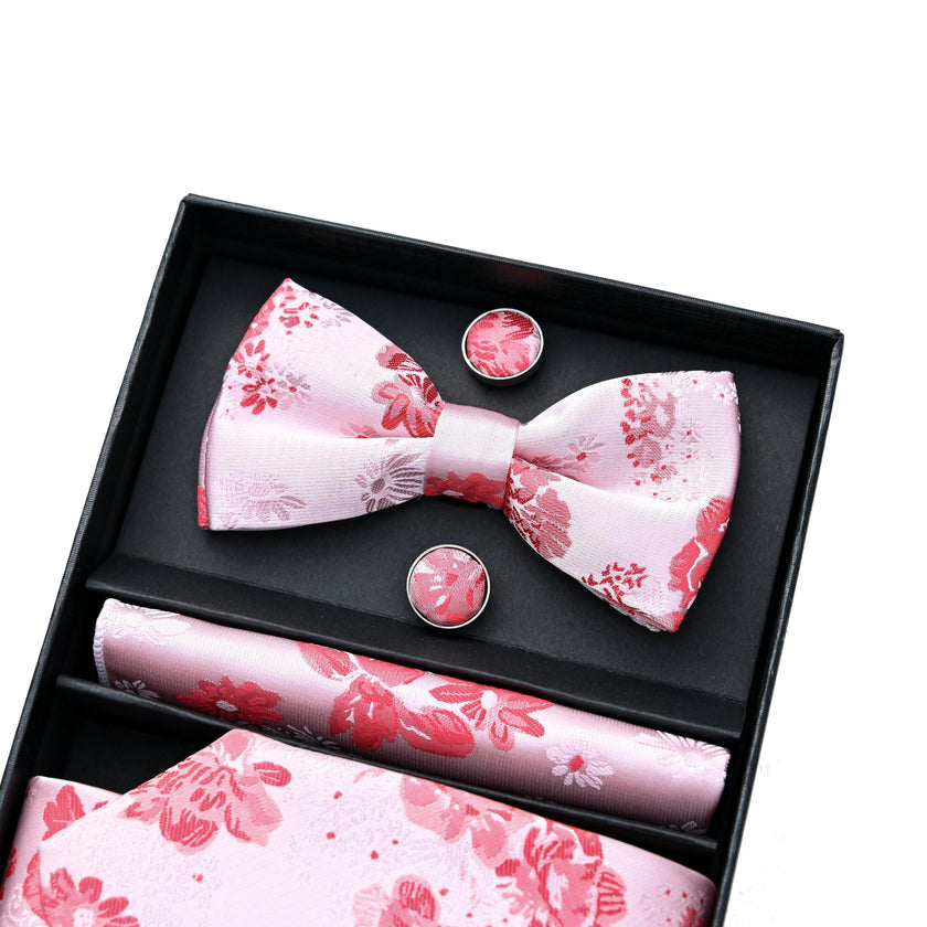 Pink Floral Tie Set