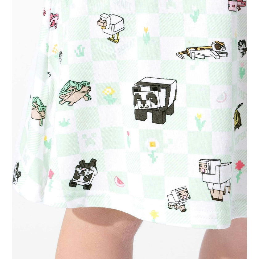 Minecraft Sleep Repeat Girls' Short Sleeve Dress