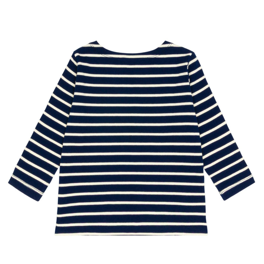 unisex navy and cream stripe long sleeve tee
