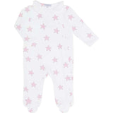 Pink Stars Print Crossover Footie