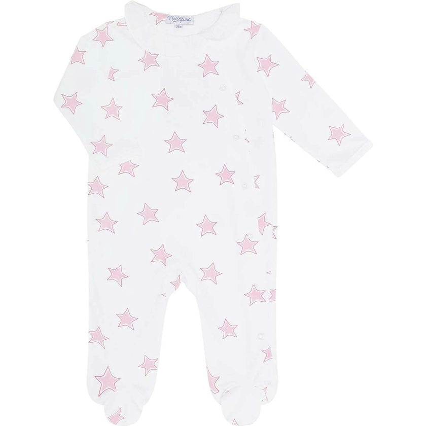 Pink Stars Print Crossover Footie