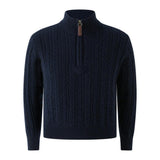Navy Cashmere Half Zip Sweater